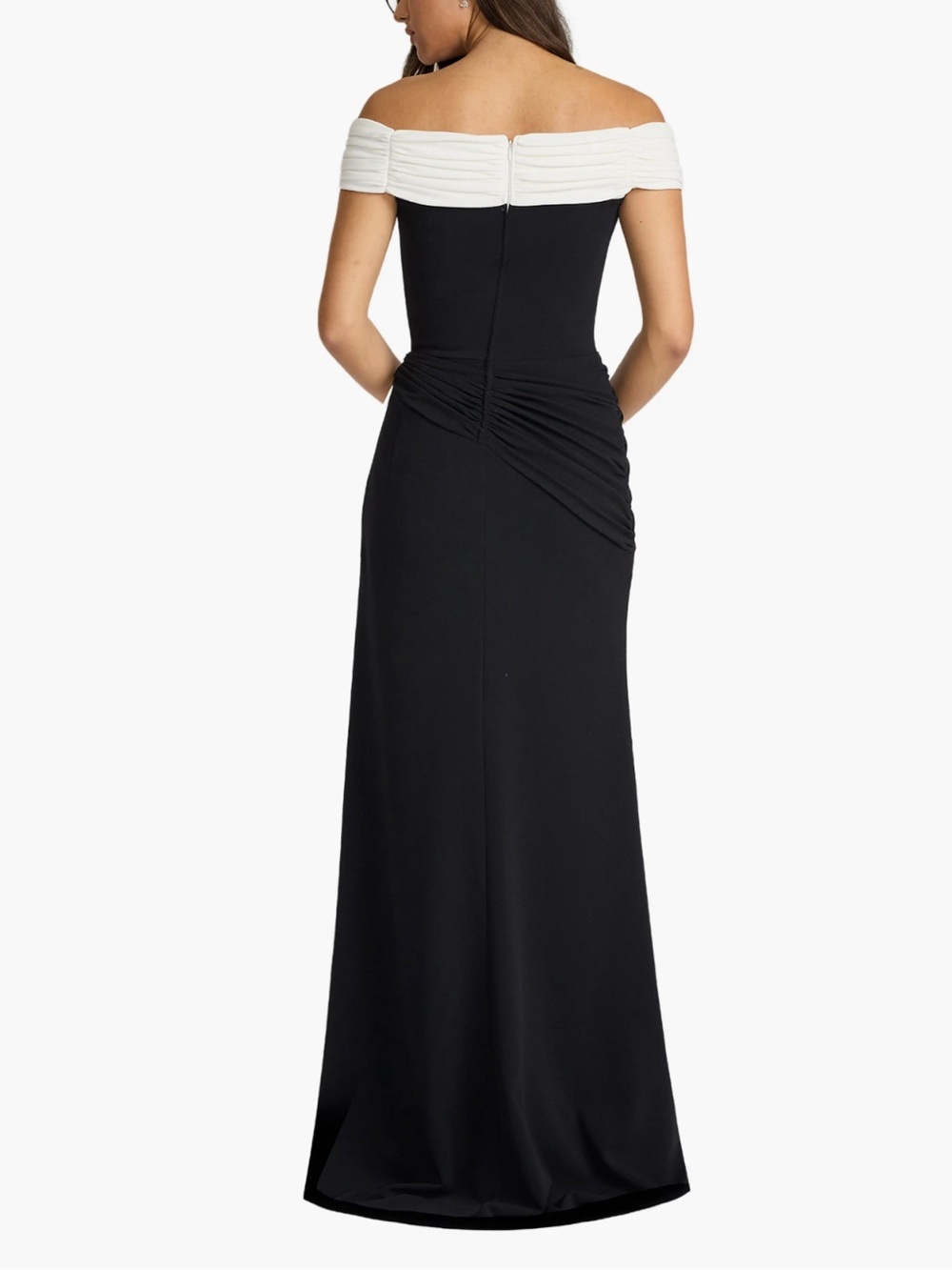 Tadashi Shoji Off the Shoulder Draped Crepe Gown - Picture 3 of 8